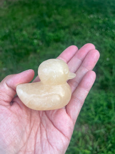 XL Yellow Calcite Duck Crystal Carving