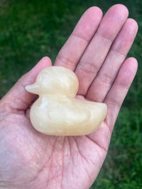 XL Yellow Calcite Duck Crystal Carving