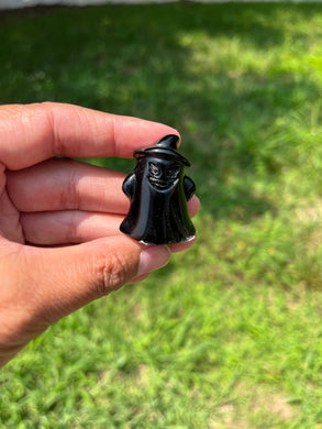 Black Obsidian Ghost Witch Crystal Carving