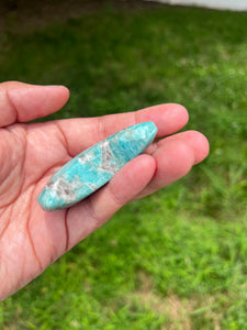 Amazonite with Smoky Quartz - Moon - Shaped Crystal Carving