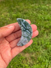 Moss Agate - Crescent Moon - Crystal Carving