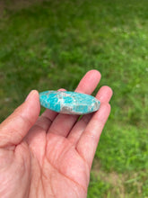 Amazonite with Smoky Quartz - Moon - Shaped Crystal Carving